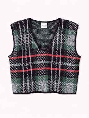 Vintage Cropped Plaid Knit Vest – Huntington Ridge, Perfect Layering Piece